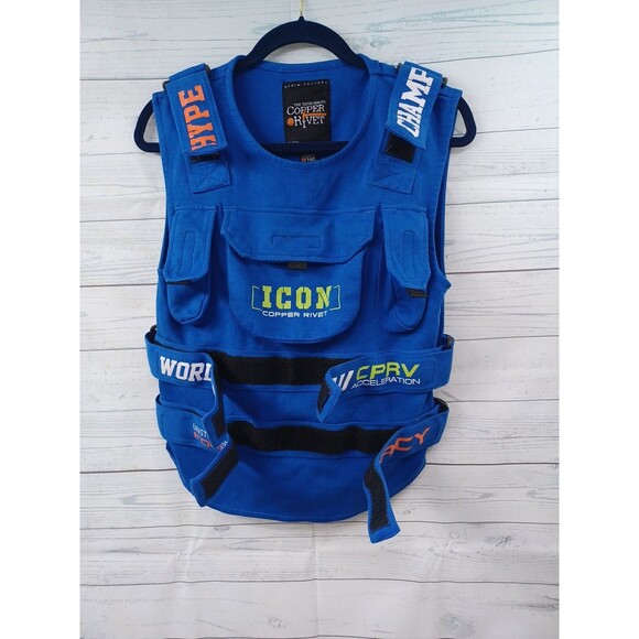 COPPER RIVET Blue Hype Utility Vest Sz S Wordwide Champ Legacy Unstoppable - Picture 7 of 10